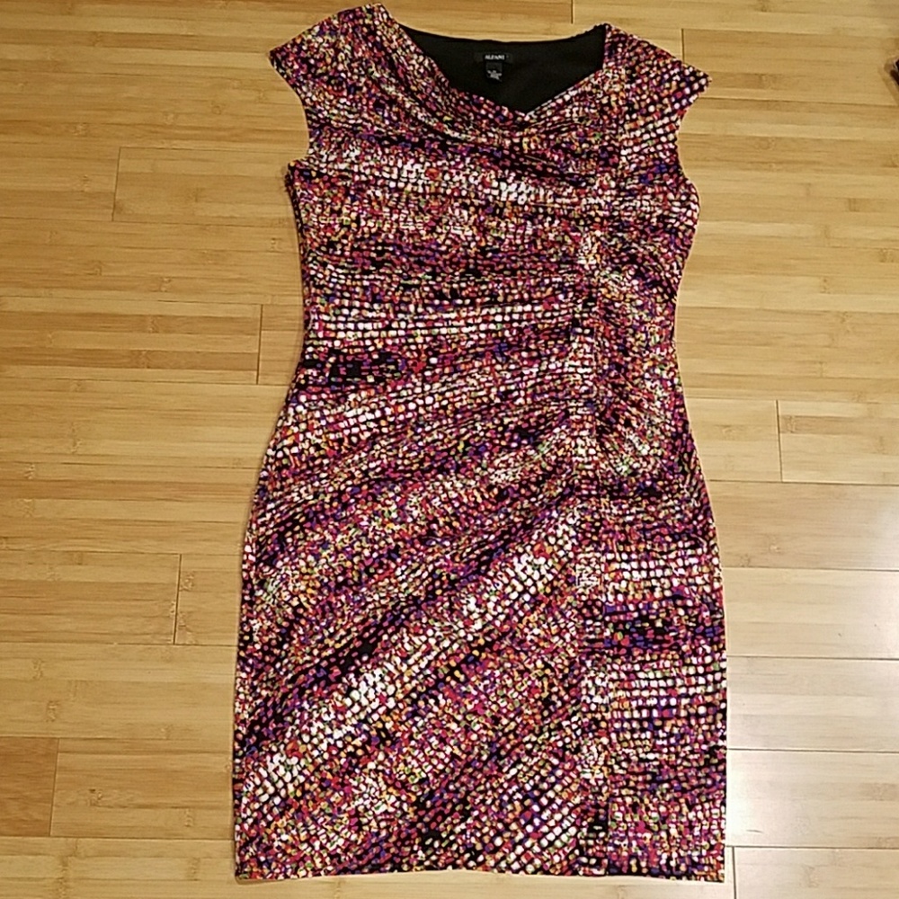Alfani Multicolor Drape Neck Shift